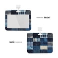 thumbnail image 2 of Susaid Indigo Patchwork Quilt Print ID Badge Holder with Double-Sided Windows Horizontal Hard Plastic Case Black Card Protector Pouch for Office School ID Credit Cards, 2 of 7