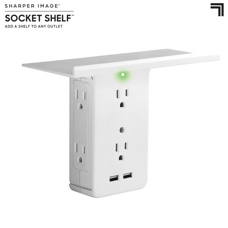 Sharper Image Socket Shelf Ultra 8 Port Surge Protect Wall Outlet