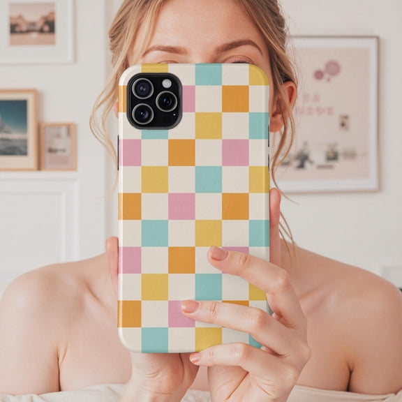 Pastel Checkerboard Tough Case for Apple iPhone 11-13 Mini
