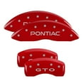 thumbnail image 2 of MGP 4 Caliper Covers Engraved Front Pontiac Engraved Rear GXP Red finish silver ch Fits select: 2008-2009 PONTIAC G8 GT, 2 of 6