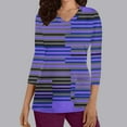 thumbnail image 2 of Xfvqtps Scrub Tops for Women Striped Soft V-Neck 3/4 Sleeve Scrubs Comfortable Nursing Uniforms Casual Printed T-shirt Nursing Clothes Top Working Uniforms with Pockets Dark Blue, 2 of 5