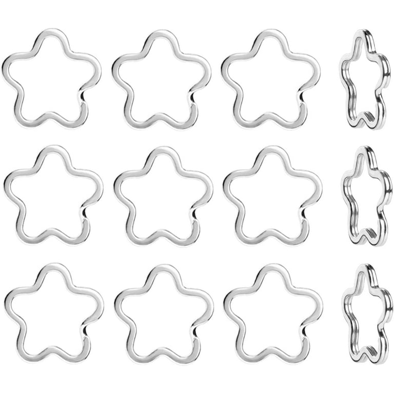 12pcs Creative Key Ring Keychain Flower Shape Silver Metal Flat Split Key  Holder Chains Rings Crafts DIY for Home Car Tag Office Organization  Lanyards