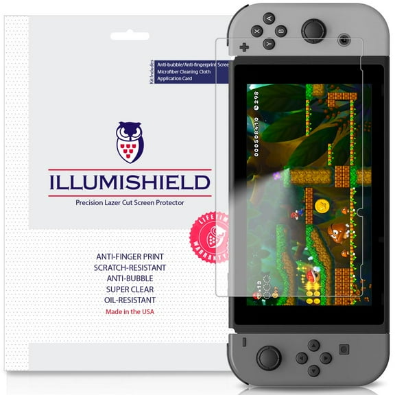 3x IllumiShield Screen Protector Cover Anti-Bubble for Nintendo Switch