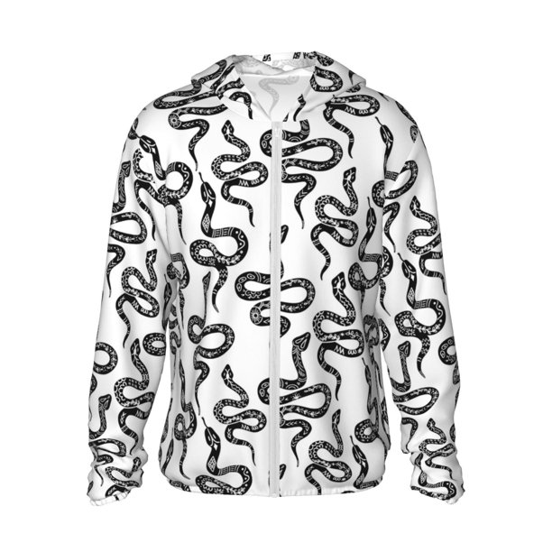 Fotbe Hand Drawn Snake Chaqueta con Protección Solar UPF 50+ para Hombre y Mujer, Camisa con Capucha y Bolsillos-3X-Large