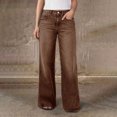 thumbnail image 4 of JUUNthy Jeans for Womens, Wide Leg High Rise Loose Fit Casual Daily Denim Pants with Pockets Brown S, 4 of 11