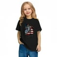 thumbnail image 4 of Kids Girls Casual American Flag Tshirts Cotton Short Sleeve Tee Shirts Independence Day Patriotic Graphic Tees Summer Black， 7 Years, 4 of 7