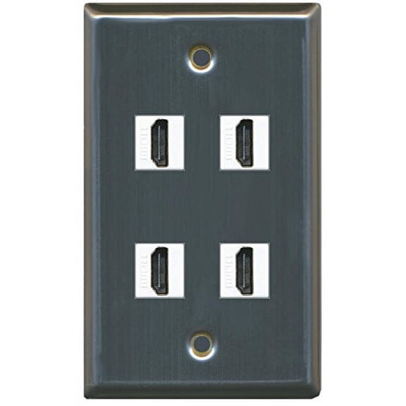 RiteAV (1 Gang Flat 4 HDMI Wall Plate Stainless Steel