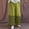 thumbnail image 2 of VEKDONE Women Wide Leg Pants Fashion Color Block Patchwork Palazzo Pants Summer Casual Elastic Waist Loose Fit Travel Trousers with Pockets Green XL, 2 of 6