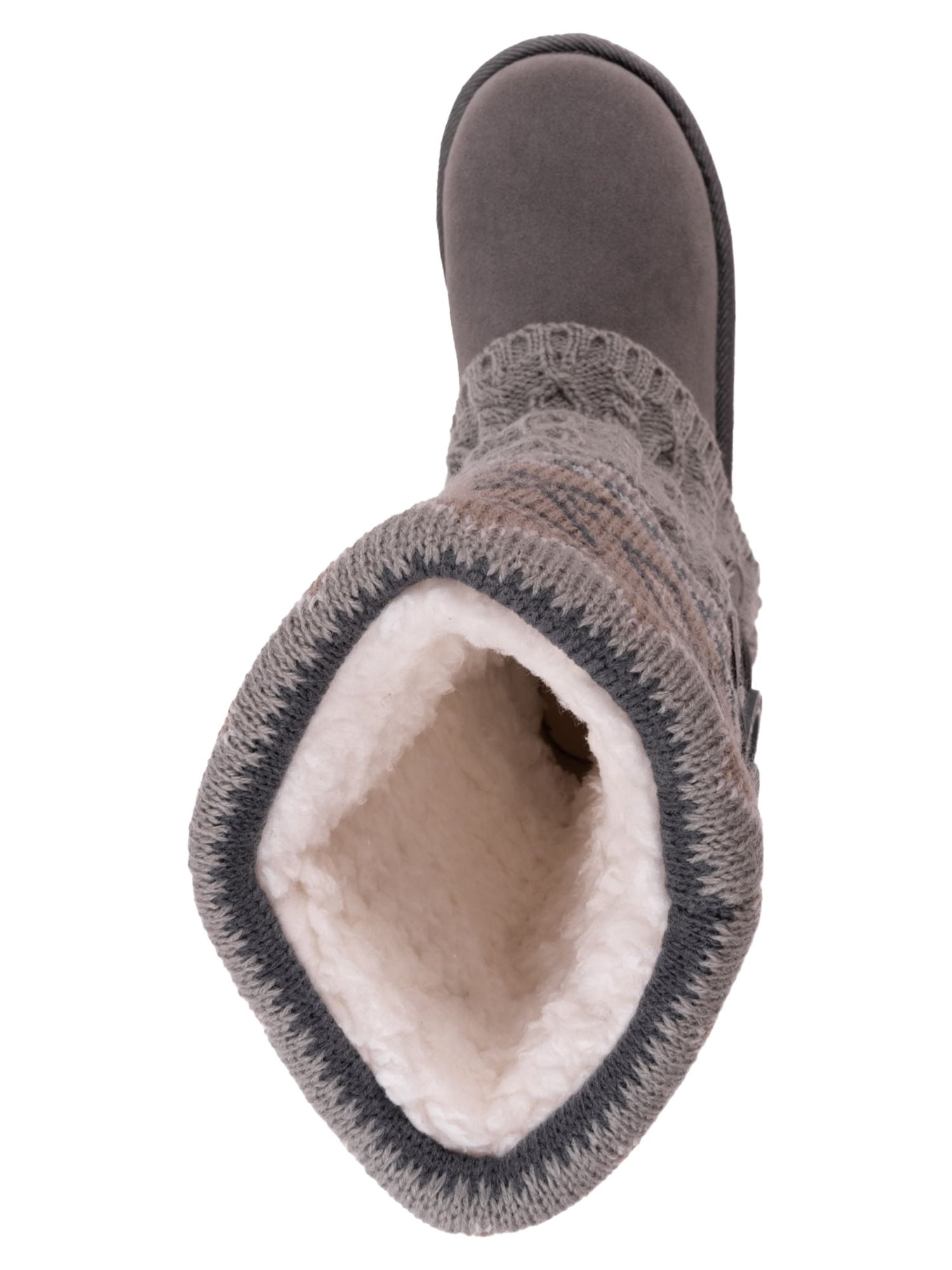 Muk Luks Women's Cheryl Faux Fur Lined Side Button Pattern Knit Boots, Wide Width Available