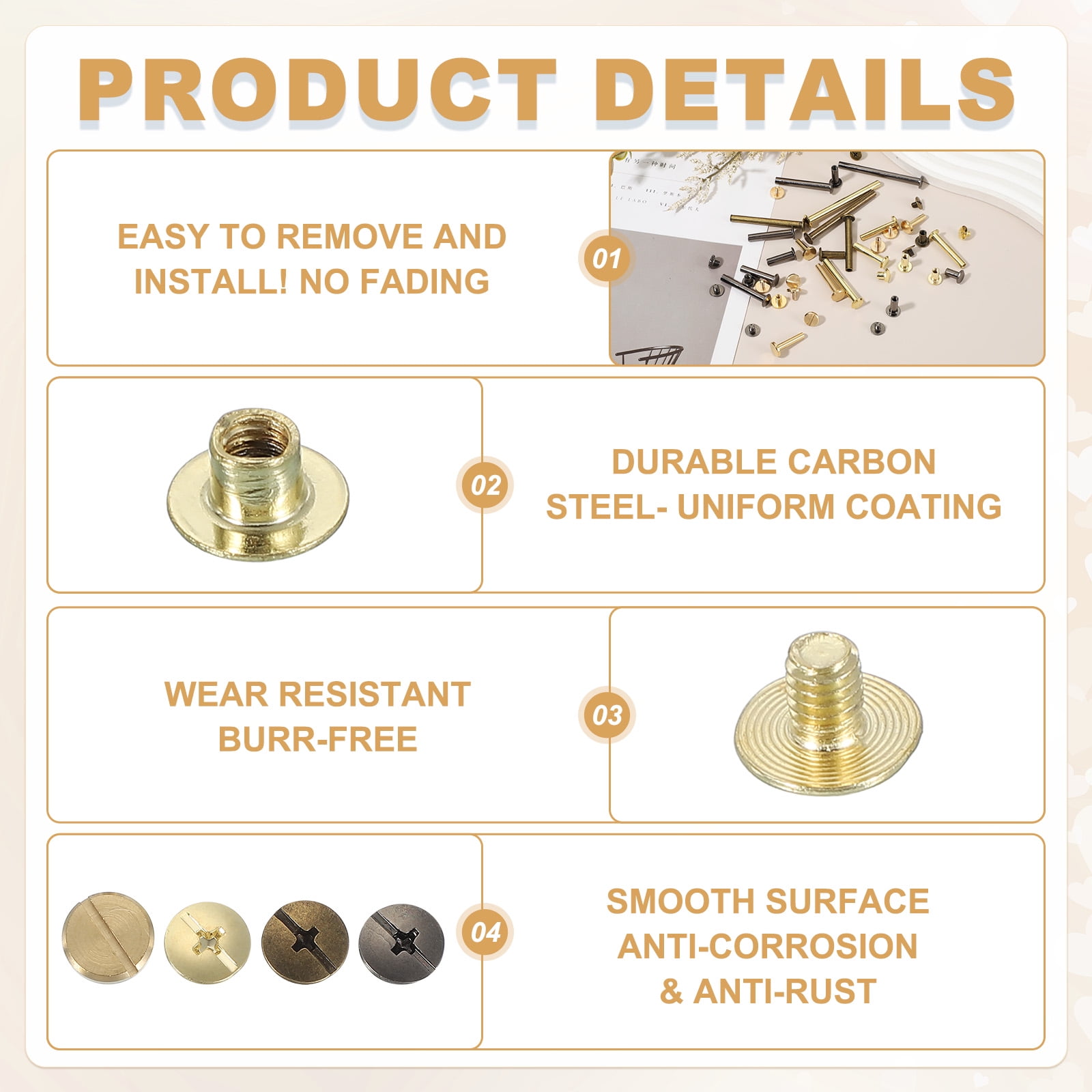 Uxcell 20 Sets Chicago Screw Rivets M5x100mm Metal Phillips Head Post Nail Rivet Stud Screws Connectors for DIY Leather Belt Bag Craft Bookbinding, Black