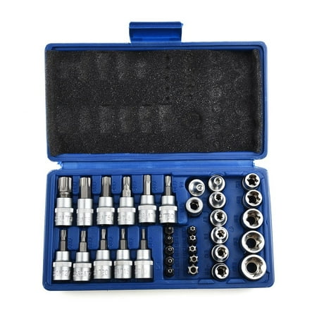 

34Pcs Torx Star Sockets & Bit Set Male/ Female E-Security Bits Drive Tool Torque