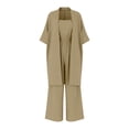 thumbnail image 6 of hoksml Women's 2 Piece Linen Set, Open Front Cardigan and Wide Leg Jumpsuit, Summer Outfits, 6 of 8