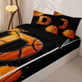 thumbnail image 3 of Castle Fairy Basketball Letter D Zipper Full Size Comforter Sets with Fitted Sheet and 2 Pillowcases, Sport Graffiti Splash Zipper Bedding Set, Black Orange,4pcs,Black Reversible, 3 of 6