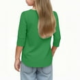 thumbnail image 4 of Cethrio 3/4 Sleeve Tops for Girls, Pullover Crew Neck Spring Fall Casual Girls Blouses Green Size 7-8, 4 of 7