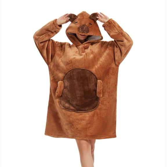 Cute and Cozy Wearable Blanket Hoodie Animal Design for Ultimate Warmth and Comfort Perfect for Home Use and Relaxing Ideal Gift for Adults