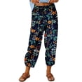 thumbnail image 1 of Pantalones tobilleros finos para mujer, estampado a la moda, cintura media, pierna ancha, pantalones cónicos con linterna, tipo 5 S, 1 of 7