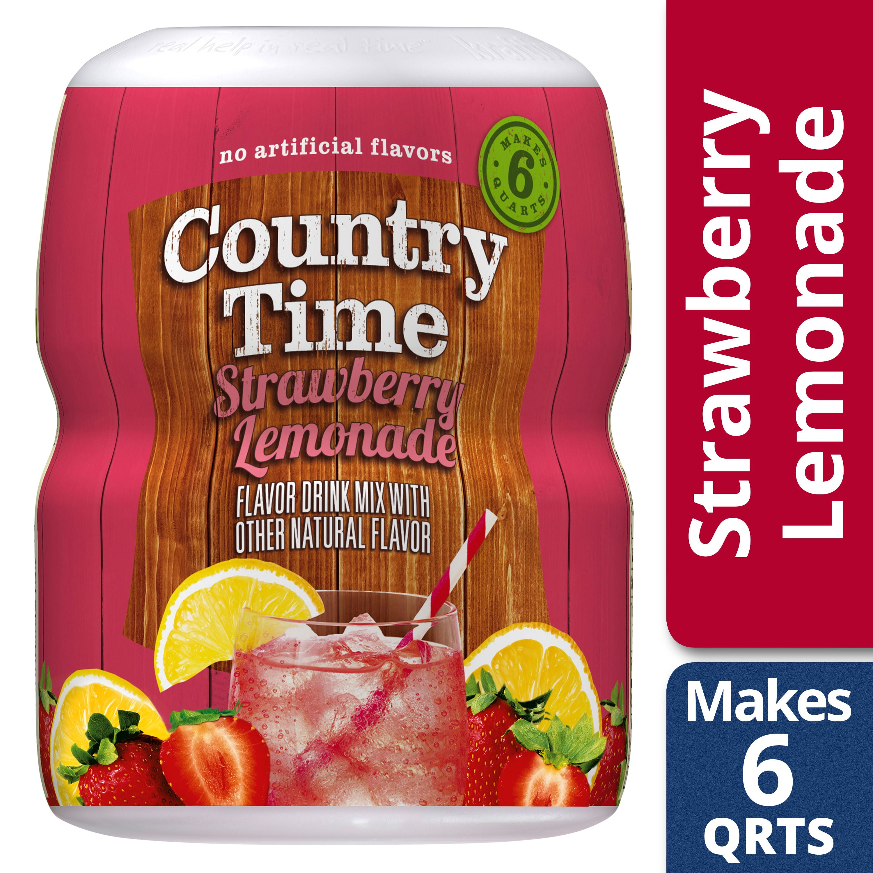 Country Time Strawberry Lemonade Drink Mix, Caffeine Free, 18 oz Jar