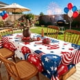 thumbnail image 2 of XGFHYJEH 4th of July Tablecloth, Patriotic Memorial Day Decor Print Table Cloth Round, Independence Day Decorations Red Blue and White Washable Tablecloths for Party Dinner, 150*200cm, 2 of 5