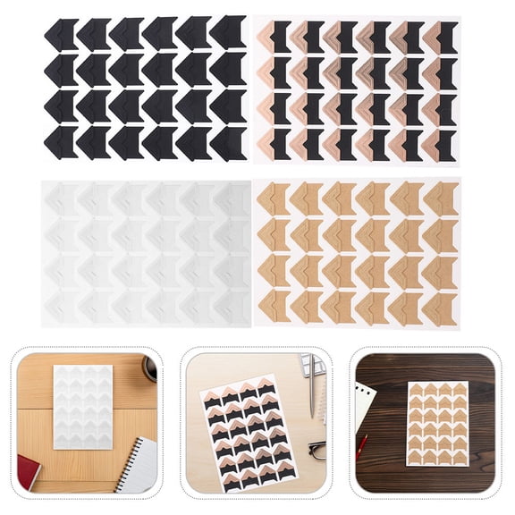 Milisten 16 Sheets Rose Kraft Black White Photo Corner Stickers for Scrapbook Edge