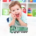 thumbnail image 4 of Train Inertiel pour Enfants Double Tête Piste en Cuir Verte avec Effets Lumineux et Sonores Modèle Jouet Cadeau de Noël 8.7X2.2X1.6 Pouces, 4 of 8