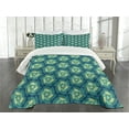 thumbnail image 3 of Ambesonne Abstract Quilted Bedspread Set 3 Pcs, Retro Triangles, King Size, Blue Teal Pale Green, 3 of 5