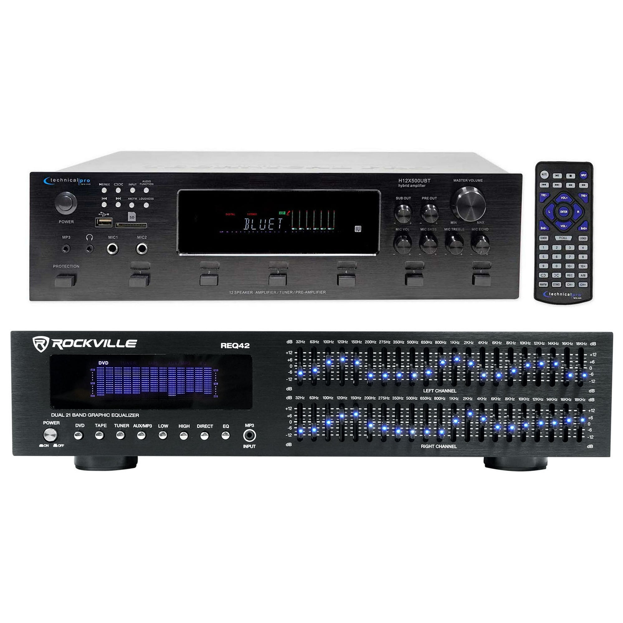Technical Pro 6000 Watt 6-Zone, 12 Speaker Home Theater Bluetooth Receiver+EQ