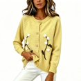 thumbnail image 5 of Women's Floral Embroidered Cardigan Button Down Crew Neck Long Sleeve Casual Sweater, 5 of 5