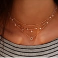 thumbnail image 4 of HMPEAIIY Fashion Boho New Women -layer Star Pendant Necklace Handmade Jewelry A Necklaces Pendant Necklaces Long Laye Necklace Pave Initial Necklace Little Necklaces for Women Womens Fashion Necklaces, 4 of 8