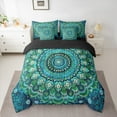 thumbnail image 2 of Manfei Bohemian Mandala Twin Bedding Sets 7pcs for Girls Women, Hippie Floral Flower Bedding Comforter Set, Teal Sheet Sets, Lightweight Room Decor, 2 of 8