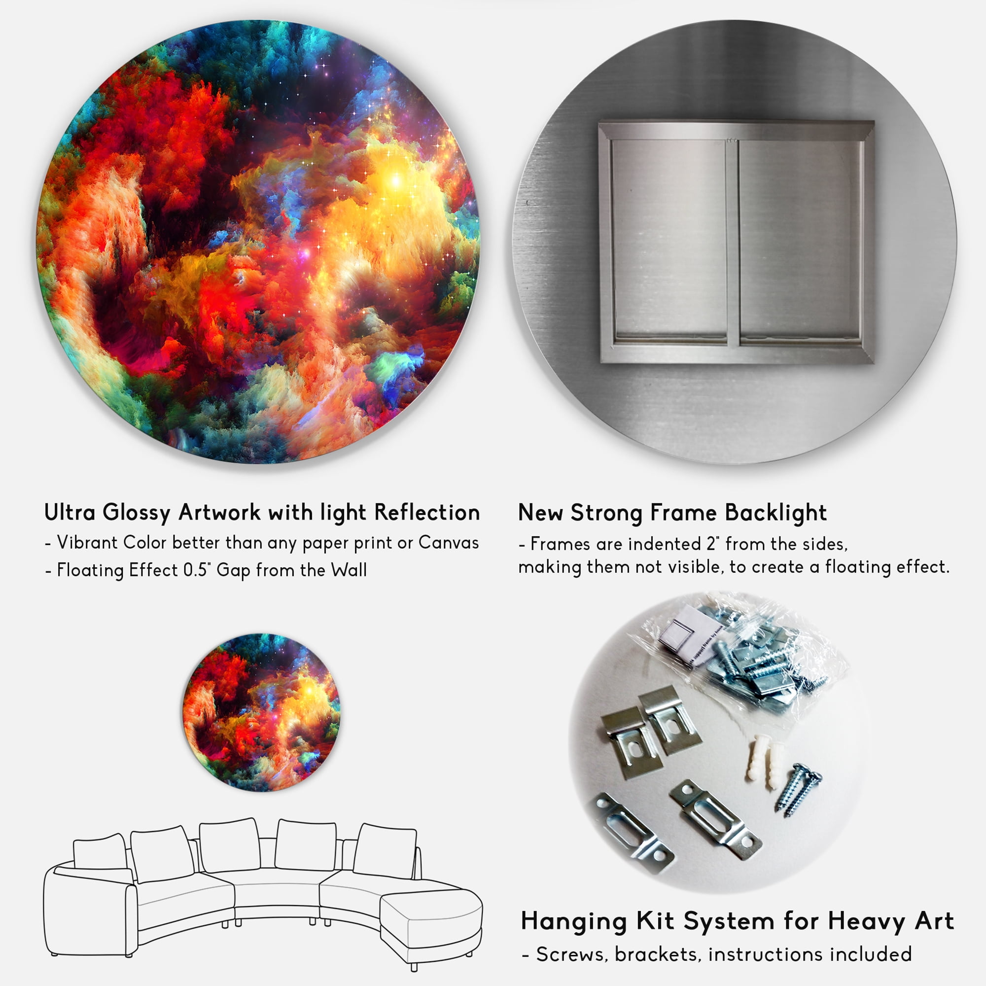 Fractal Paint Fusion Disc 23.00" x 23.00" Painting Art Prints, by Designart