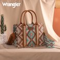 thumbnail image 6 of Wrangler Women's Boho Aztec Tote Bag - Stylish Shoulder Purse with Top Handle Satchel Design, Light Brown, 6 of 7