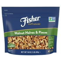 Fisher Non-GMO, No-Preservatives Walnut Halves & Pieces, 16 Oz