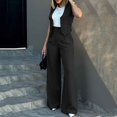 thumbnail image 5 of EHQJNJ Sweatsuits for Women Set 2 Piece Hoodie Womens Elegant Solid Color Suit Vest Tank Cardigan Pockets Tops Wide Leg Pants Suit Tea Party Outfits for Women Pant Suits for Tall Women, 5 of 8