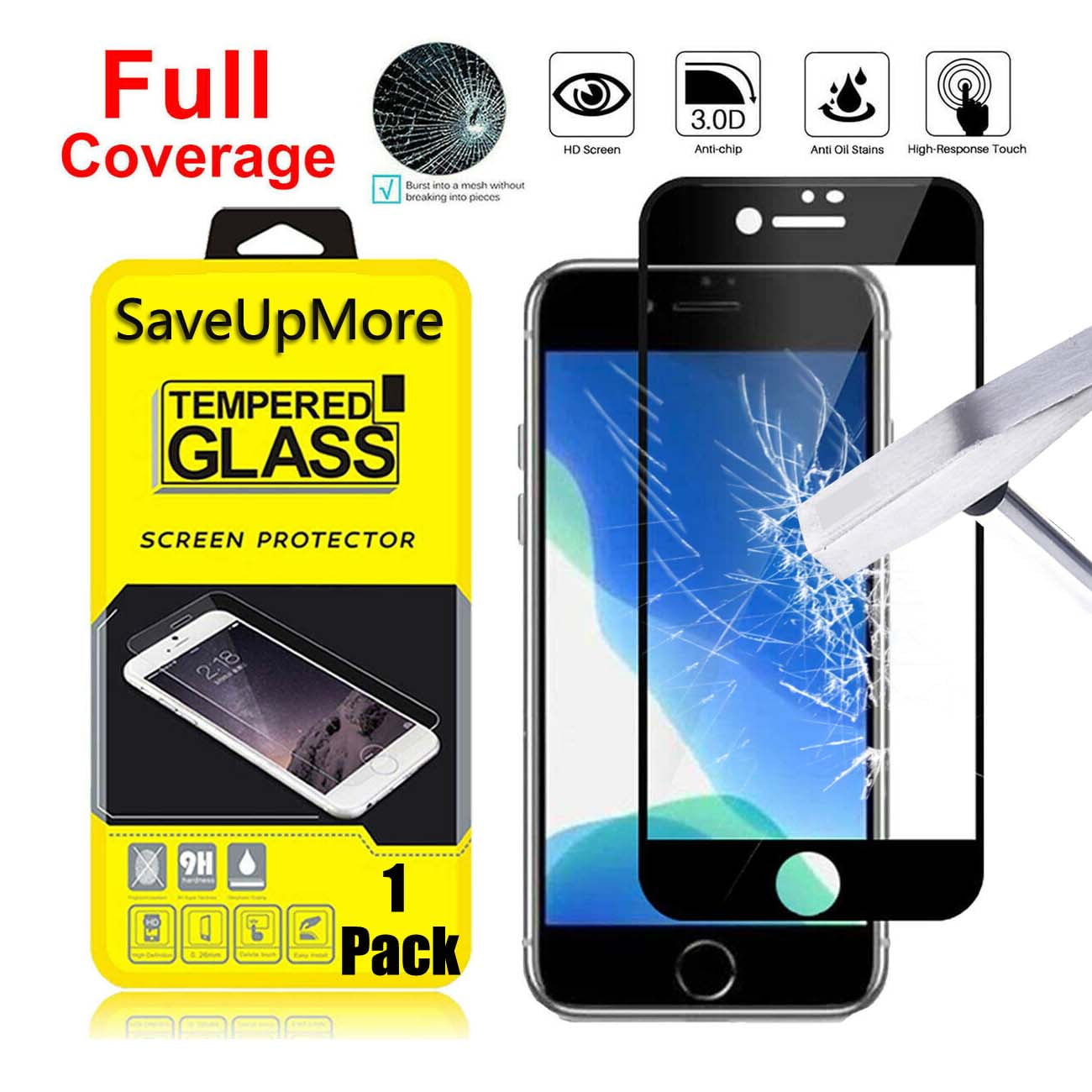 Njjex [1Pack] for Apple iPhone SE 2020 / iPhone 7 8 Tempered Glass Screen Protector, 5D Full