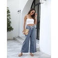 thumbnail image 4 of Delayuji Womens Baggy Wide Leg Palazzo Pants Casual Loose Drawstring Elastic Waisted Trousers with Pockets Blue Xxl Cotton and Linen Business Casual Pants for Women, 4 of 6