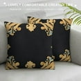 thumbnail image 3 of JEUXUS  European Cushion Cover Luxury Home Decorative  Floral Pillow Case Pillowcase for Sofa Chair Bedroom Living Room, Black and Gold, 3 of 5