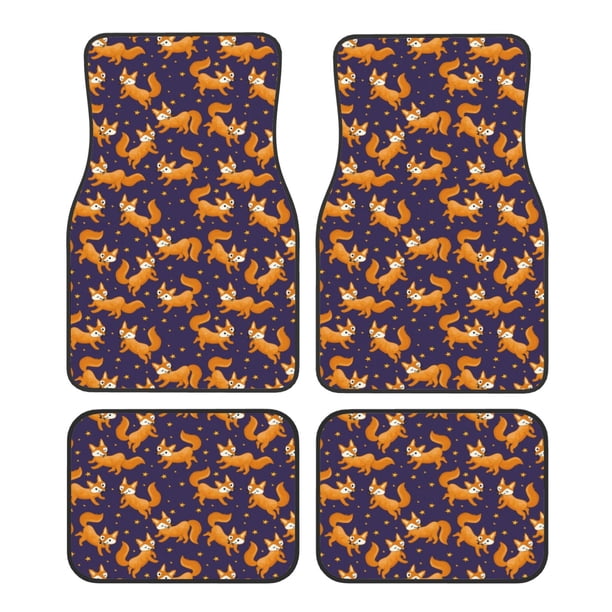Balery Stars and Fox Cute Juego de 4 Alfombrillas para Auto, Revestimientos de Caucho Resistente, Diseño Antideslizante