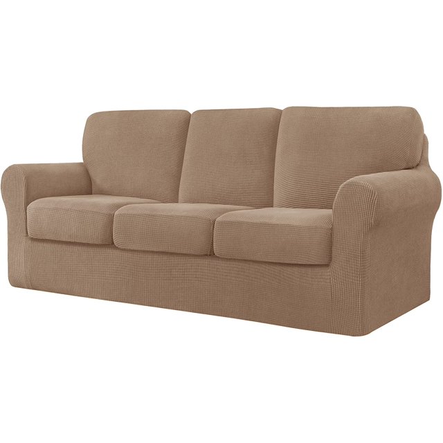 CHUN YI Stretch Checks Spandex Sofa Cover Separate Backrests Cushions Cover Slipcover