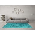 thumbnail image 3 of Ahgly Company Machine Washable Indoor Round Oriental Turquoise Blue Industrial Area Rugs, 5' Round, 3 of 4
