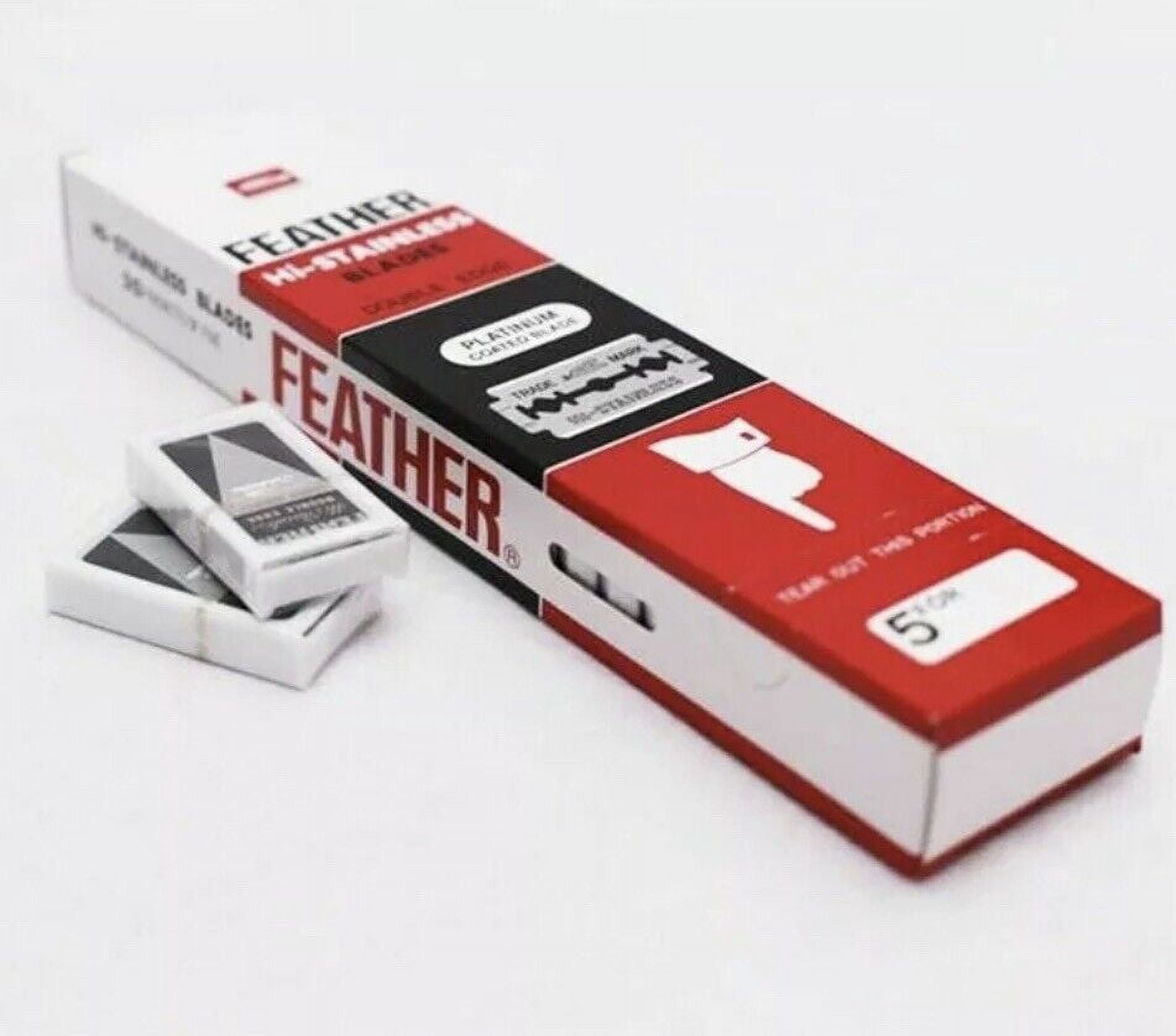 100 Ct FEATHER HI-STAINLESS DOUBLE EDGE DE RAZOR BLADES NEW HAIR REMOVE MADE IN JAPAN