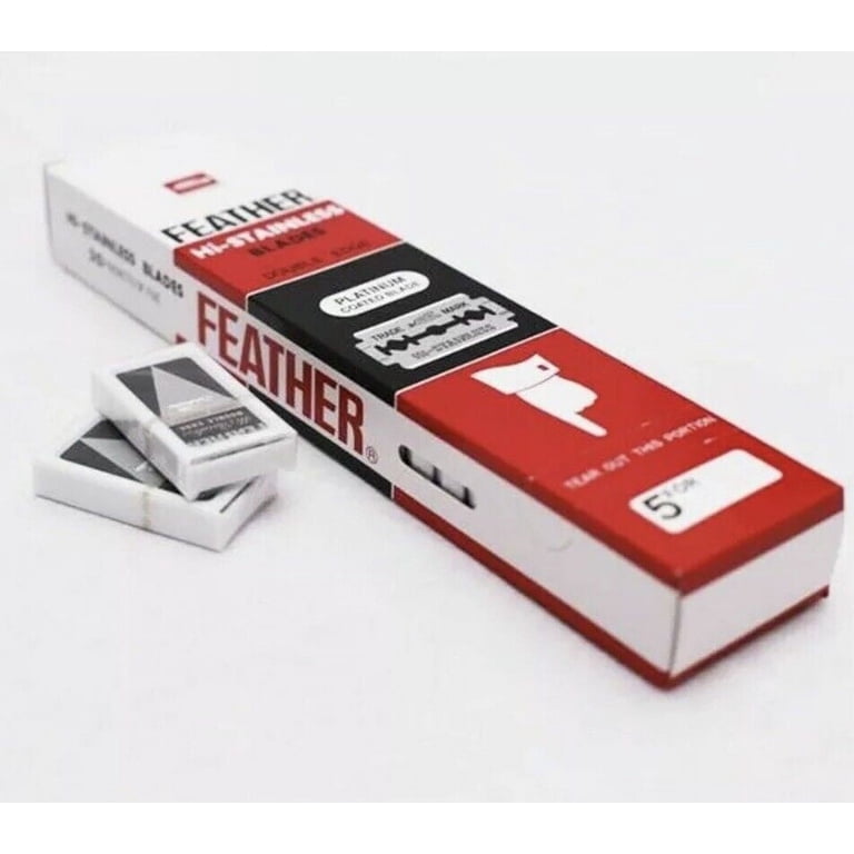 FEATHER HI-STAINLESS 100 Ct Platinum Coated Double Edge Razor