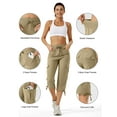 thumbnail image 5 of Women's Cargo Capris Hiking Pants Lightweight Quick Dry Outdoor Athletic Travel Casual Loose Comfy Cute Pockets Deciduous Green M, 5 of 7