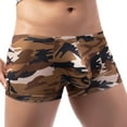 thumbnail image 3 of Jinhomg Mens Pouch Boxer Briefs Trendy Camouflage Print Athletic Boxers Lightweight Comfy Low Waist Boxer Briefs Gym Sportswear Holiday Deals Coffee M, 3 of 4