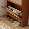 thumbnail image 6 of Rugerasy Shoe locker With 3 Flip Drawers, Entryway Free Standing Rattan Shoe Rack With Pegboard, Hidden Narrow Storage Shoe locker,For Hallway, 6 of 9