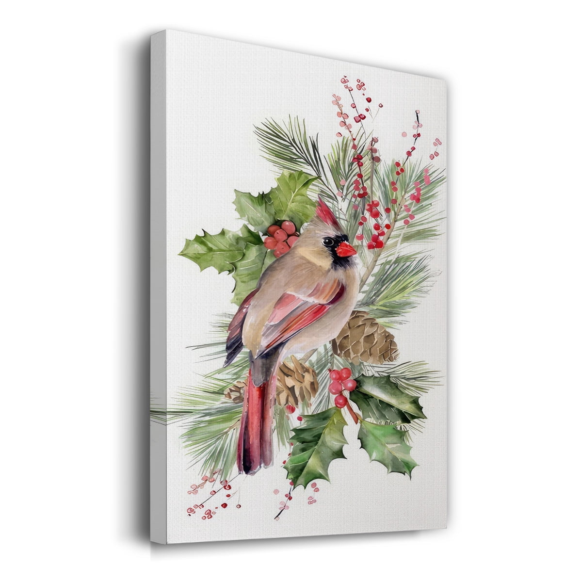 Cardinal Holly Christmas Collection B- Gallery Wrapped Canvas