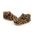 thumbnail image 6 of Styles I Love Infant Baby Girls Soft Leather Scalloped Trim T-Strap Mary Jane Shoes Anti-Slip Rubber Sole Crib Shoes (Leopard, 6-12 Months), 6 of 6