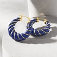 thumbnail image 2 of Ross-Simons Carved Lapis Hoop Earrings With 14kt Yellow Gold, Women's, Adult, 2 of 5