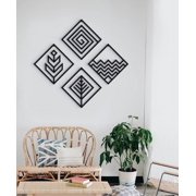 Hencely Four Elements Metal Wall Art - Set of 4, 15.75-inch Each Piece - Stylish Black Metal Decor