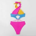 thumbnail image 5 of Uaswgudfs Womens One-Piece Swimsuit with Cross Strap Off-Shoulder & Cutout Accents, Form-Fitting Swimwear Design for Pool Hot Pink S, 5 of 5