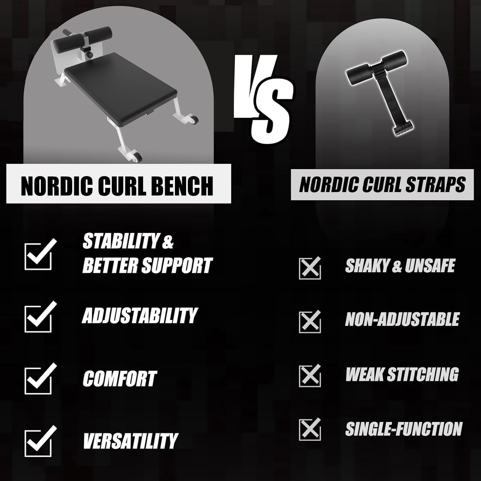 Nordic Curl Machine,Heavy Duty Steel Nordic Hamstring Curl Machine with Thick Pad/ Height Adjustable Bench for Home Gym,Weight Capacity 450 LBS
